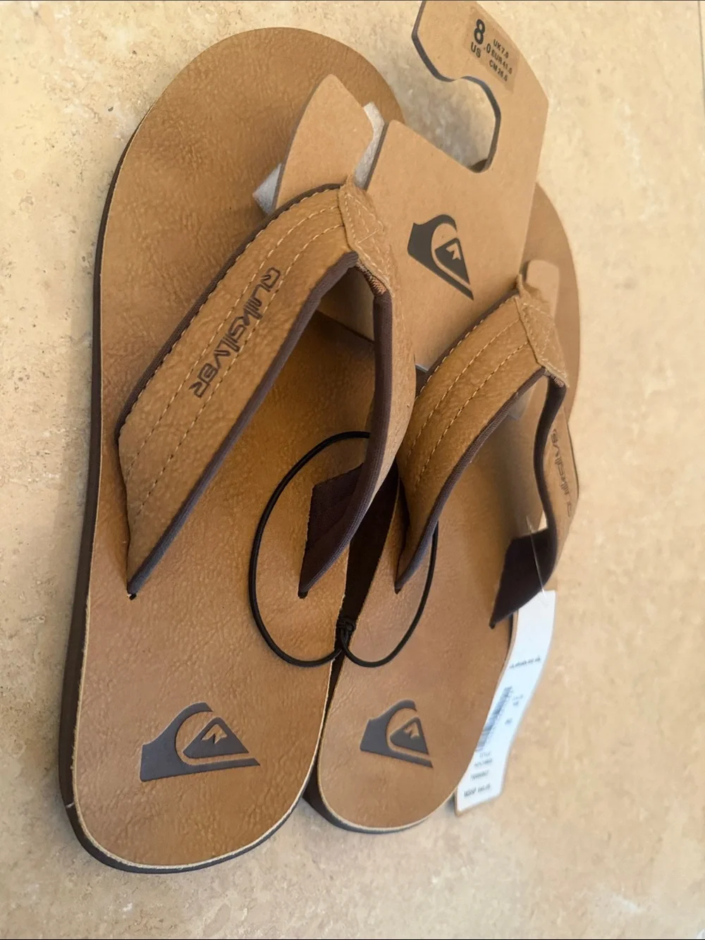 NWT Quiksilver Tan/Brown Men's Flip Flops Size 8